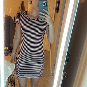 Striped red and white t shirt dress